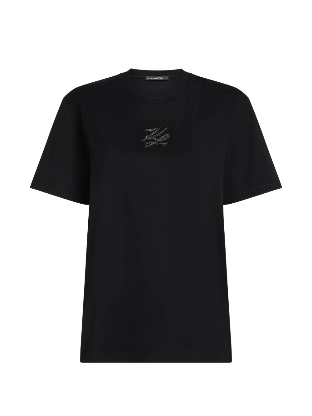 Karl Lagerfeld rhinestone autograph T-shirt - Nero