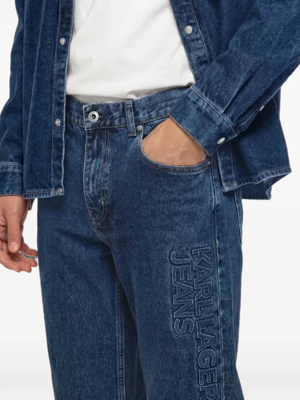 Karl Lagerfeld Jeans Straight jeans met logo Blauw