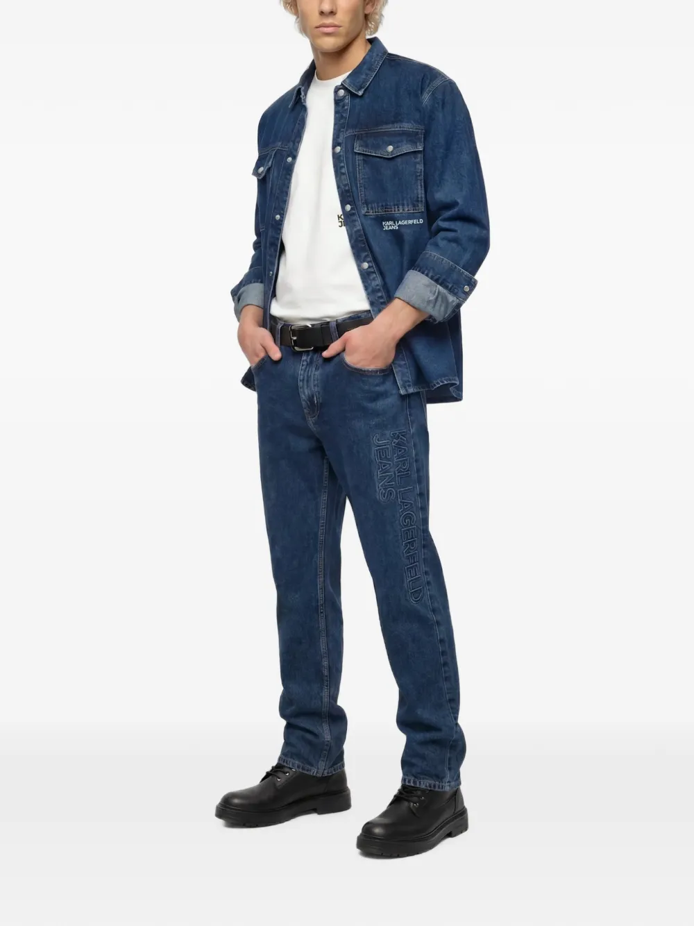 Karl Lagerfeld Jeans Straight jeans met logo Blauw