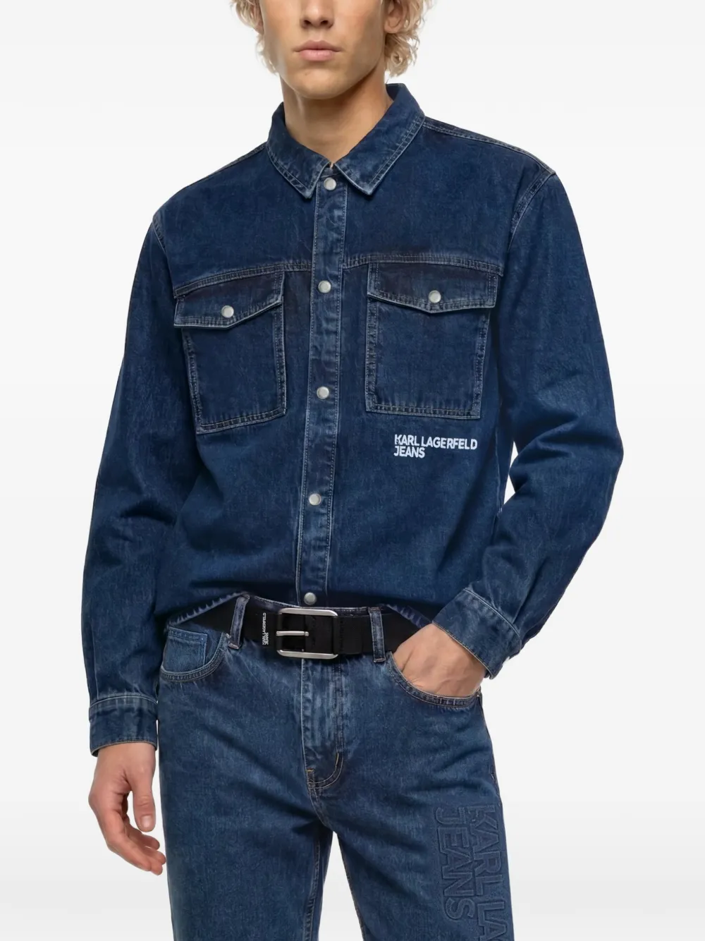 Karl Lagerfeld Jeans logo denim overshirt Blauw