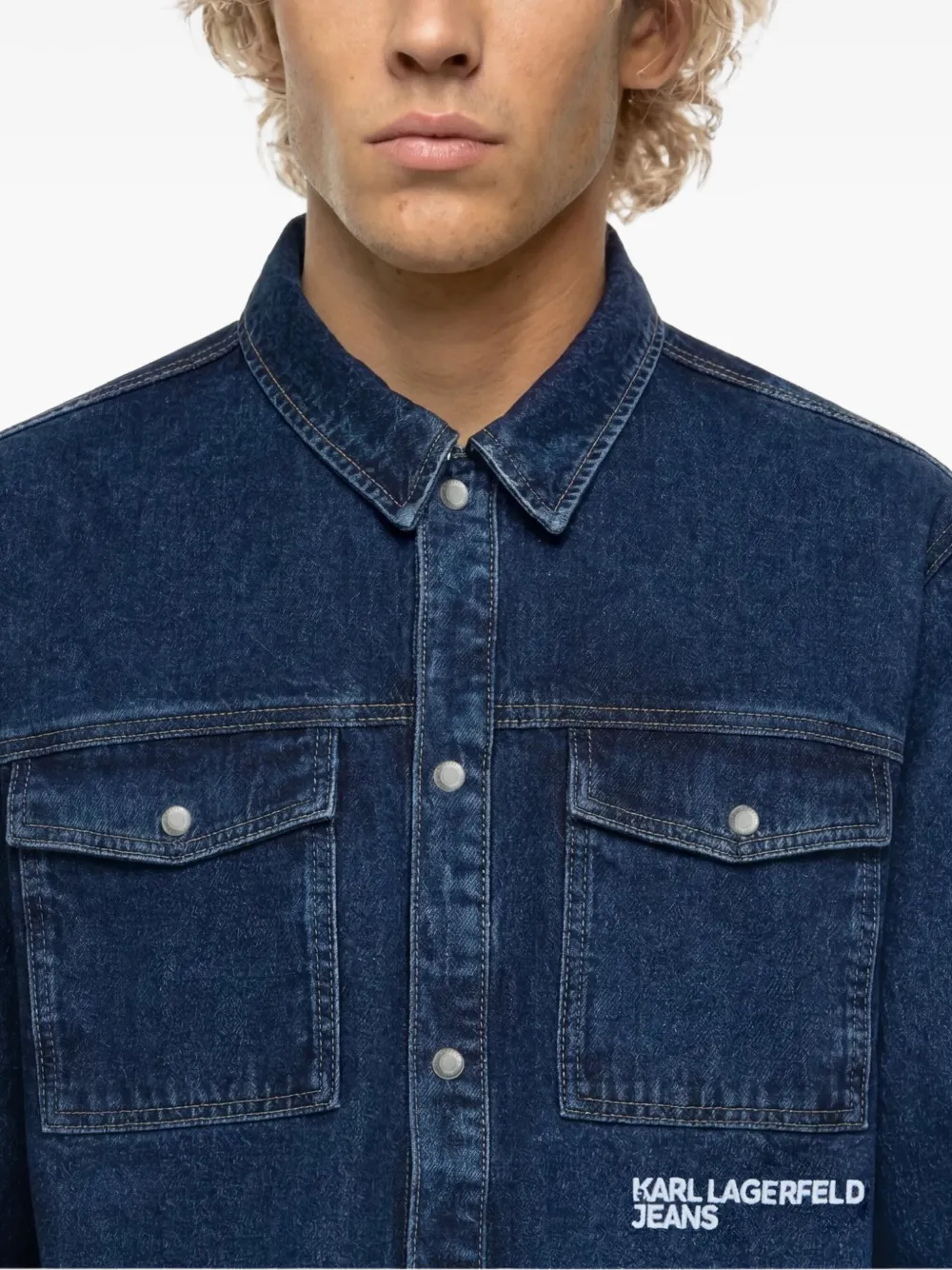 Karl Lagerfeld Jeans logo denim overshirt Blauw