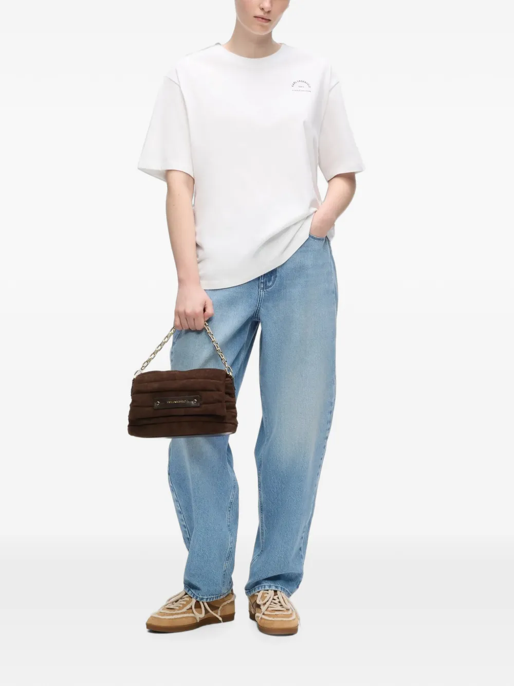 Karl Lagerfeld K Essential suède crossbodytas met omslag Bruin
