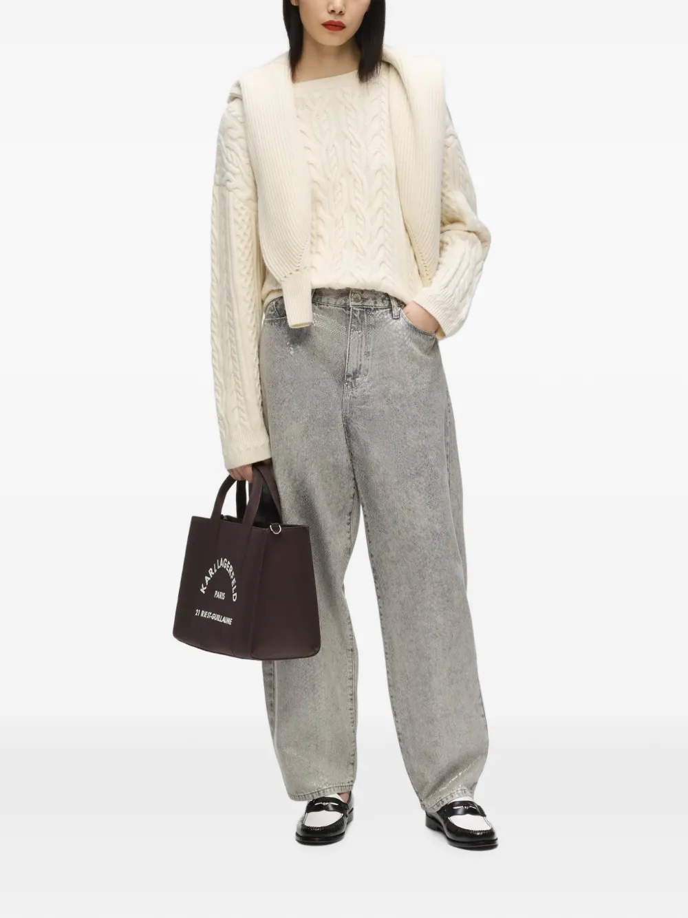 Karl Lagerfeld Medium Rue St-Guillaume vierkante shopper Bruin