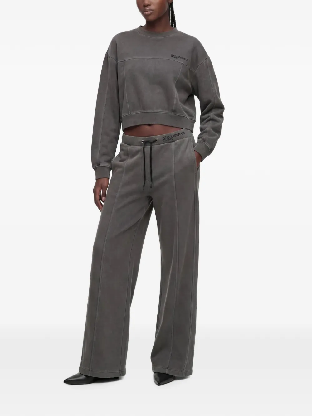 Karl Lagerfeld Jeans Ruimvallende trainingsbroek met verwassen effect Grijs