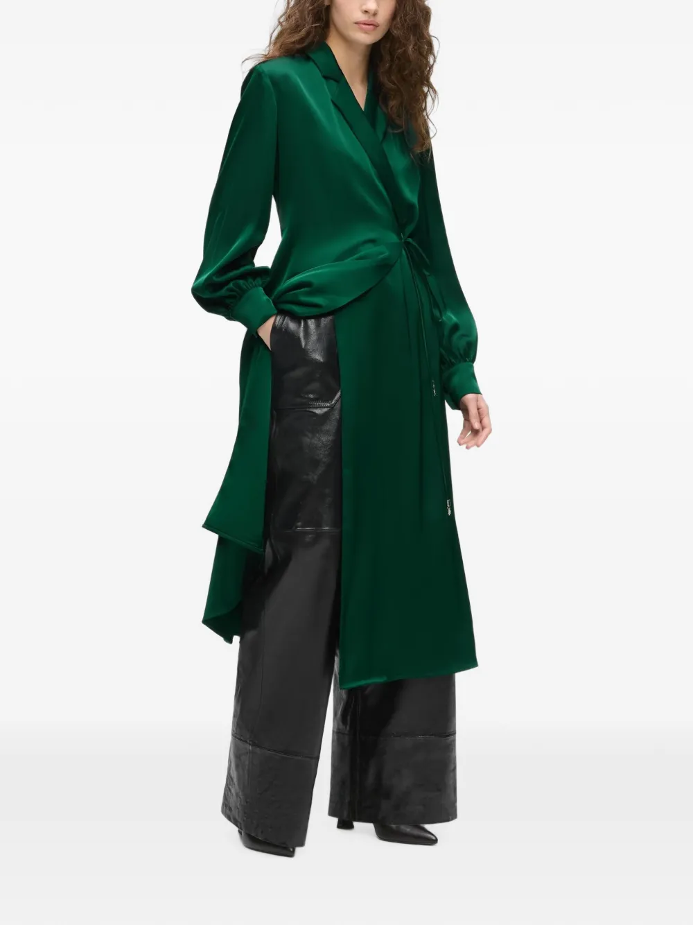 Karl Lagerfeld Wikkeljurk met satijnen afwerking Groen