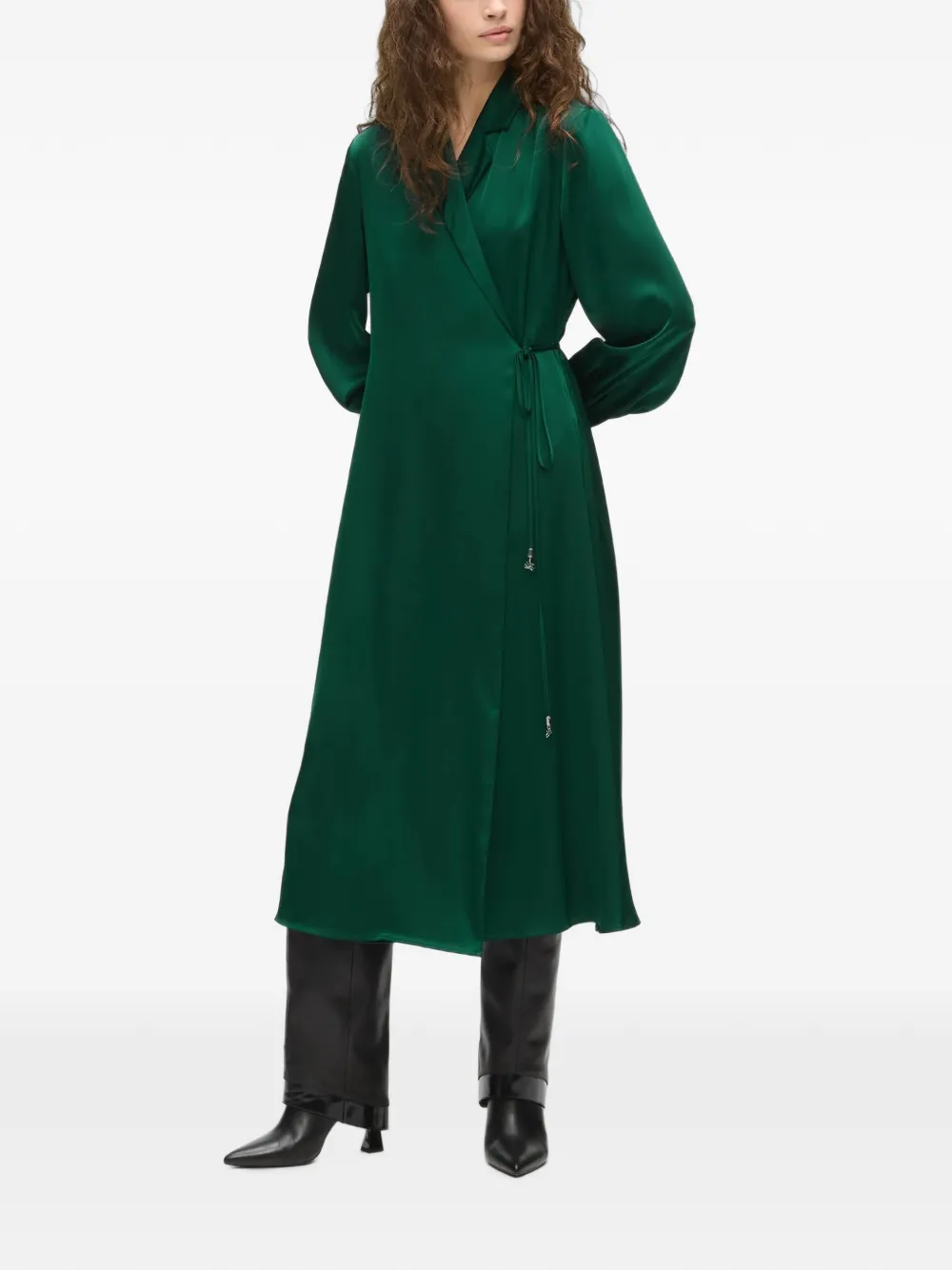 Karl Lagerfeld Wikkeljurk met satijnen afwerking Groen