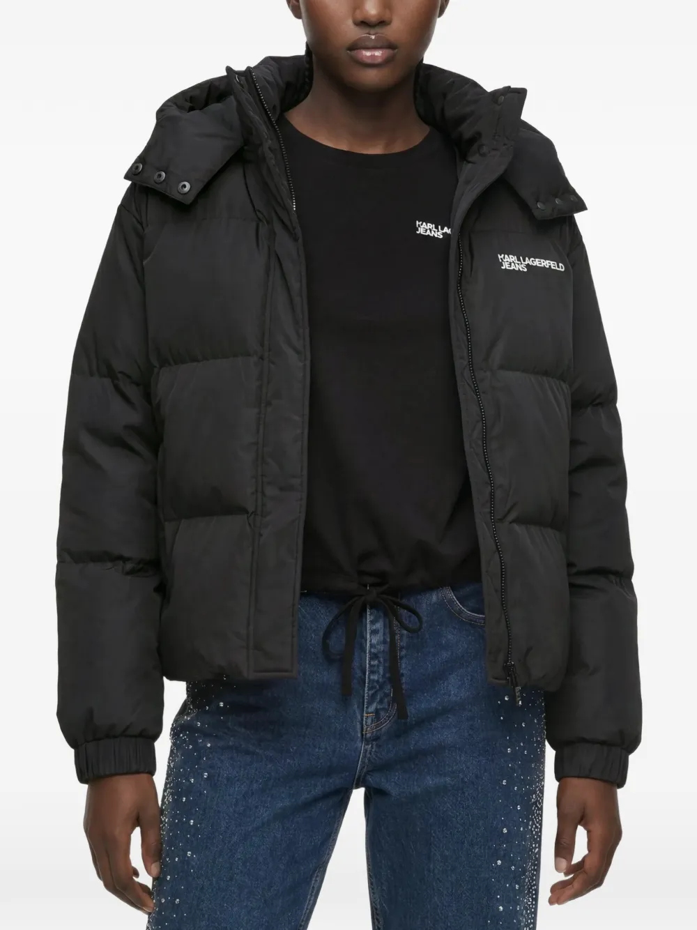Karl Lagerfeld Jeans Donsjack met logoprint Zwart