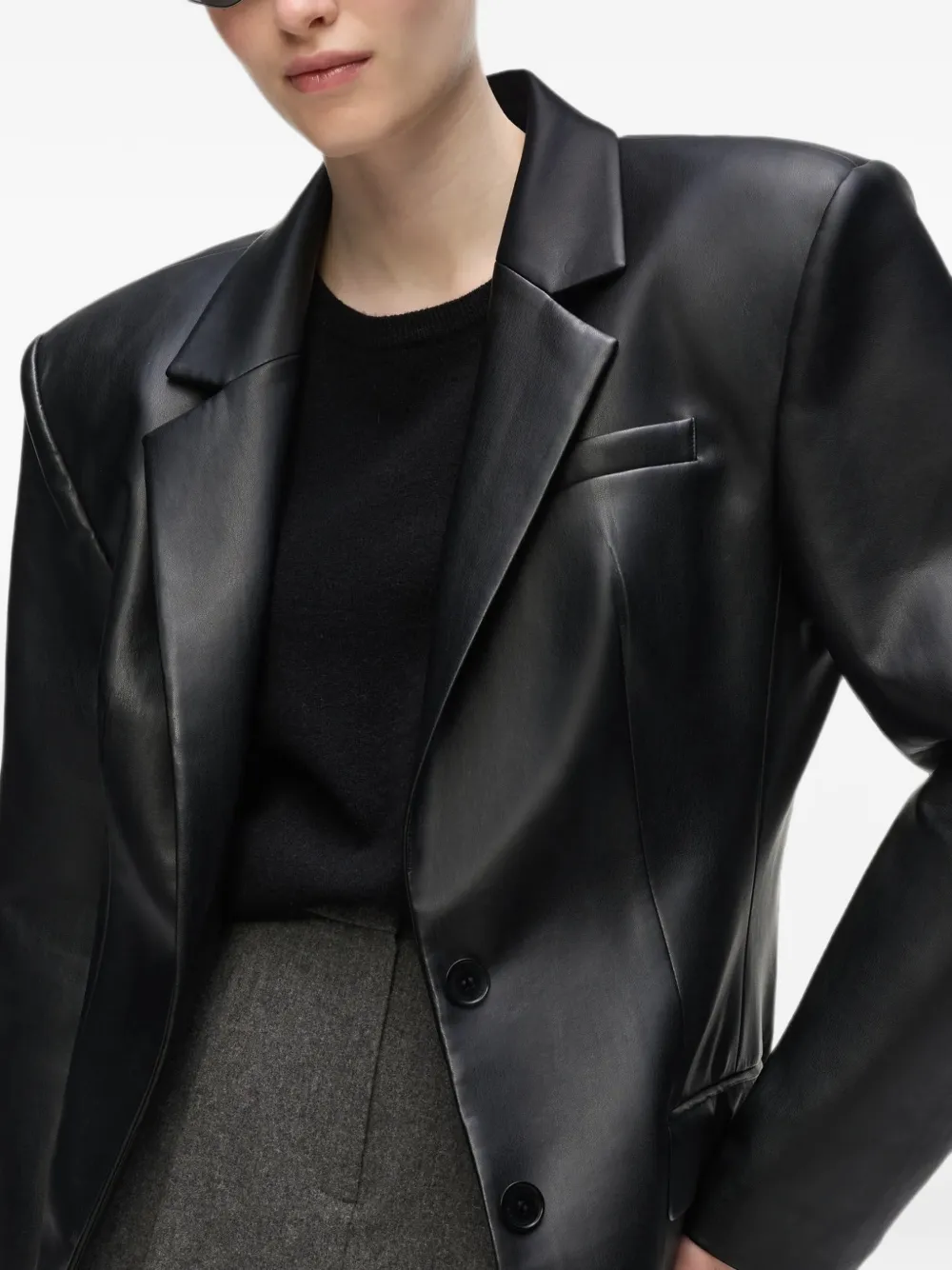 Karl Lagerfeld Blazer van imitatieleer Zwart