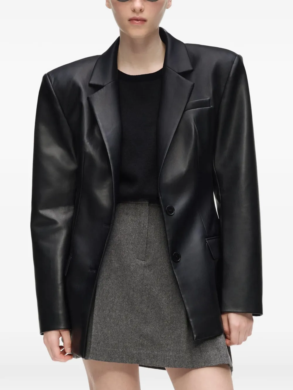 Karl Lagerfeld Blazer van imitatieleer Zwart