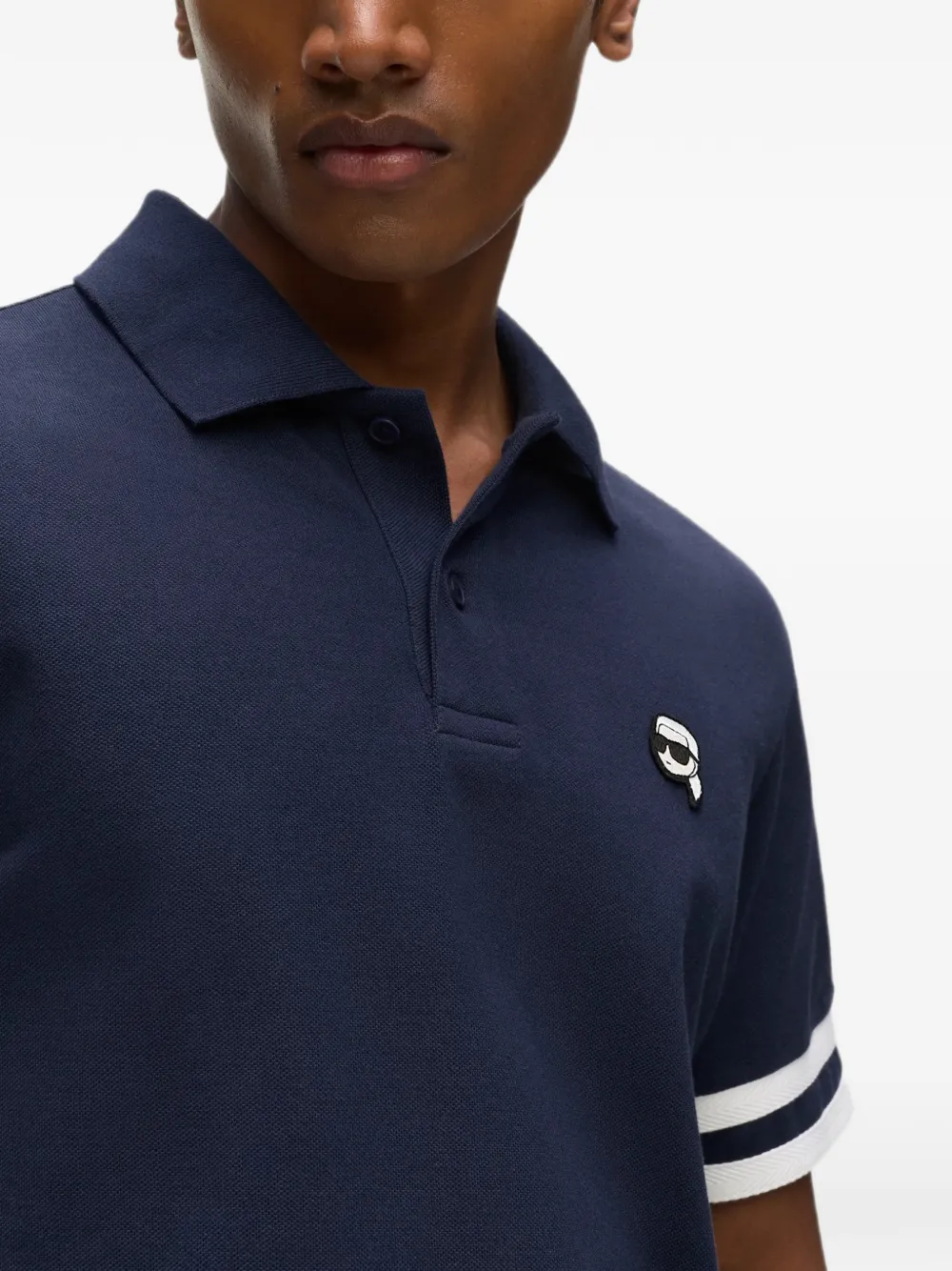 Karl Lagerfeld Ikon poloshirt met gestreepte mouwen Blauw