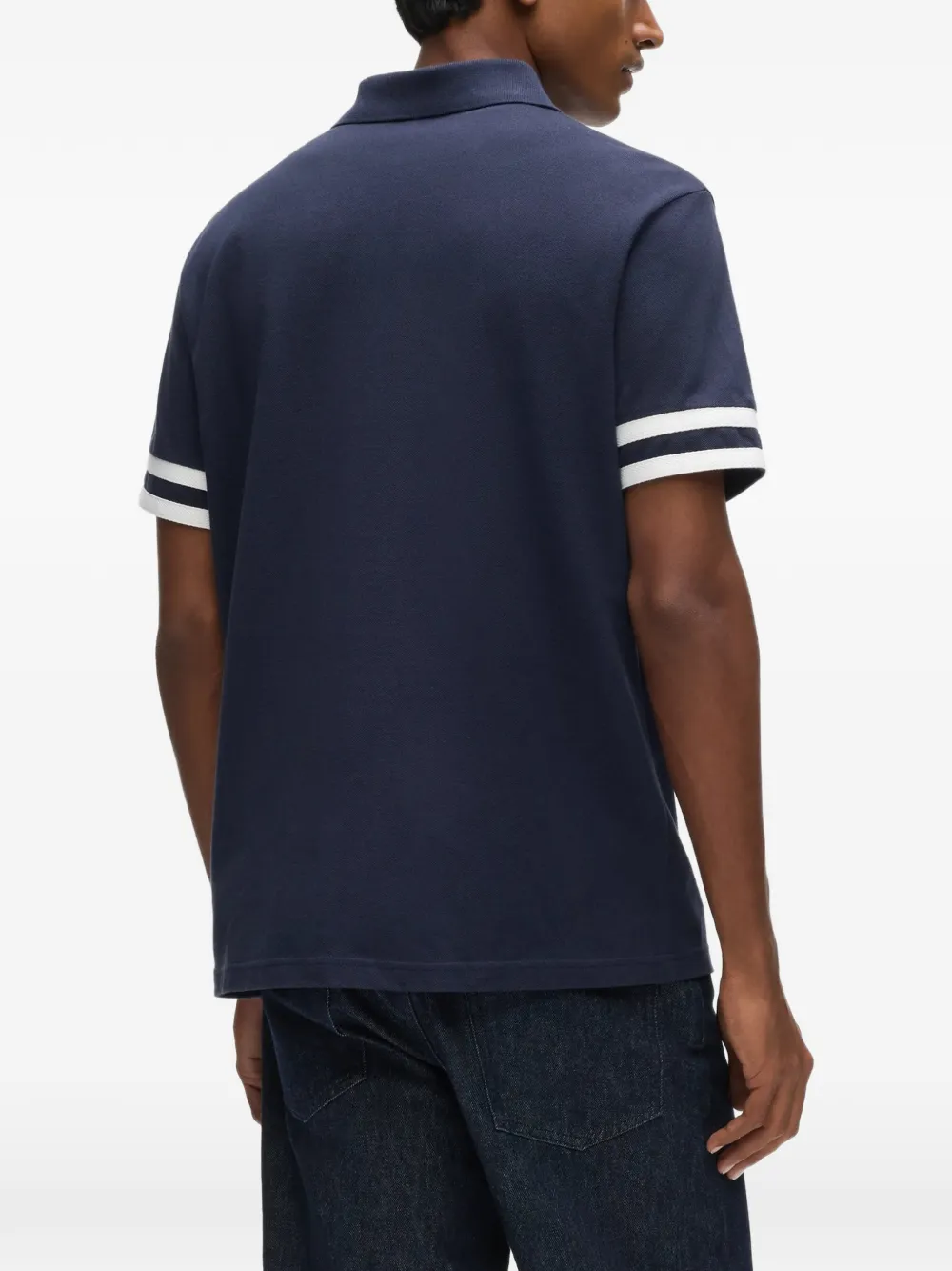Karl Lagerfeld Ikon poloshirt met gestreepte mouwen Blauw