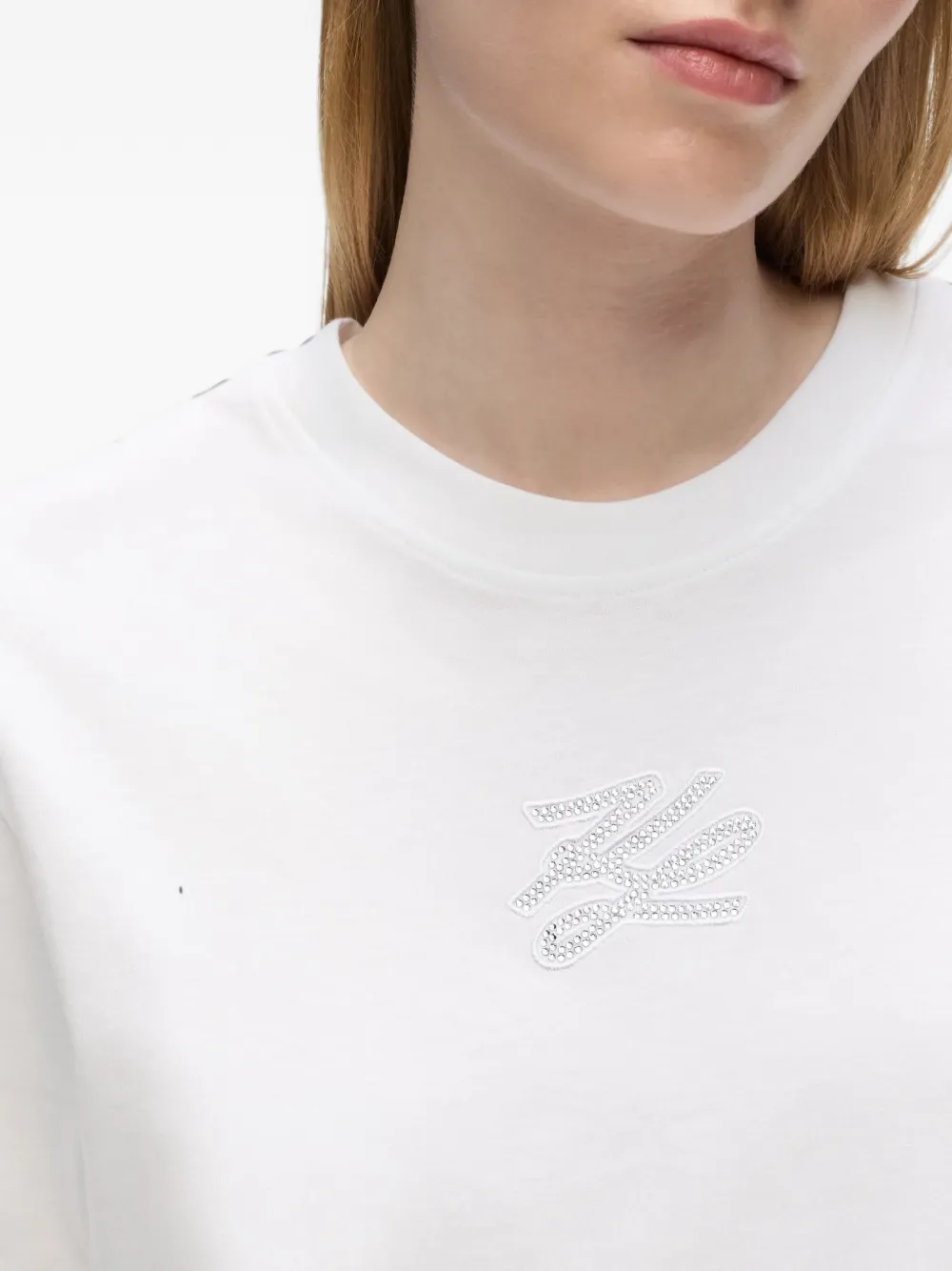 Karl Lagerfeld Autograph T-shirt met stras Wit