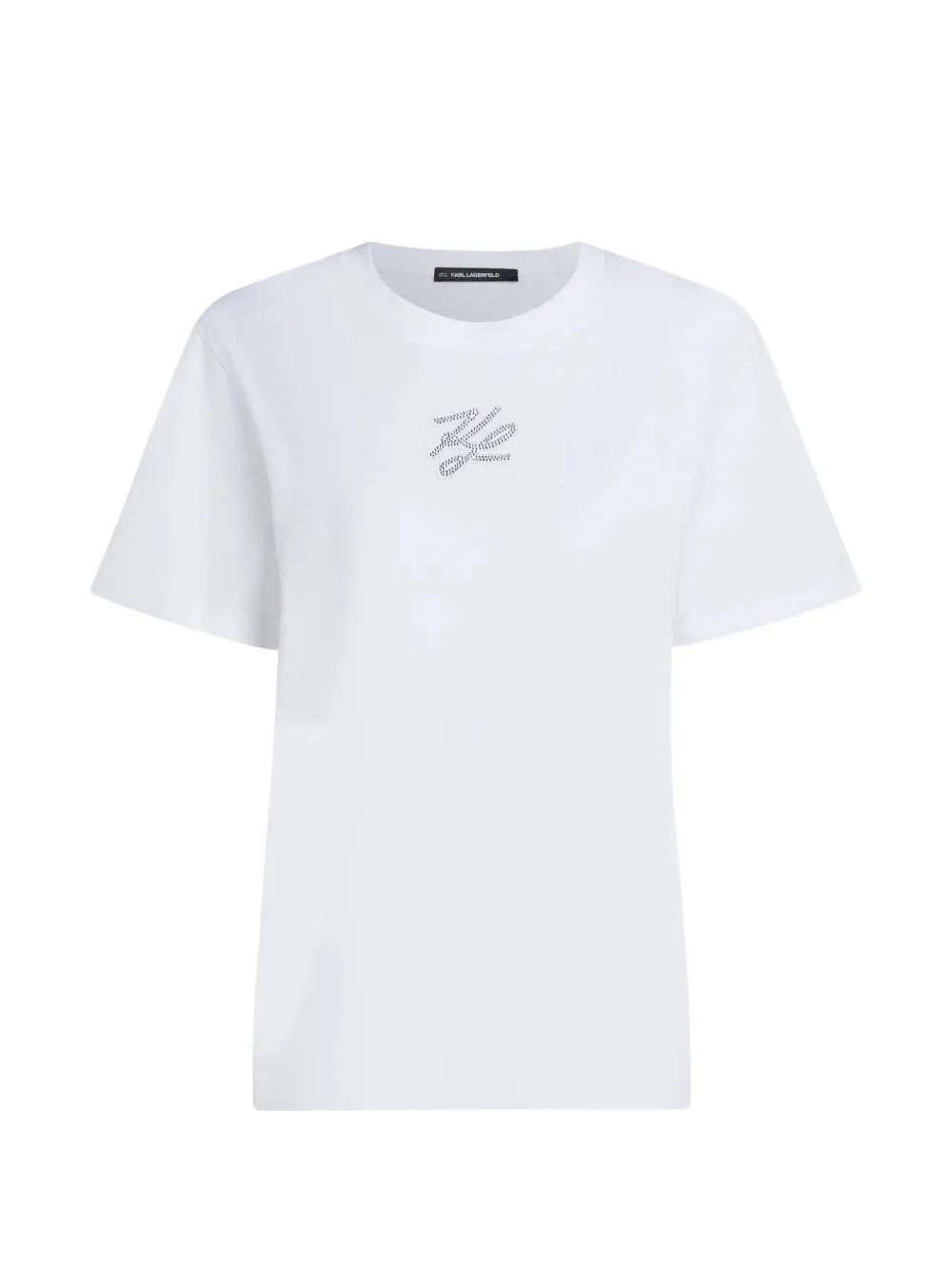 Karl Lagerfeld rhinestone autograph T-shirt - Bianco