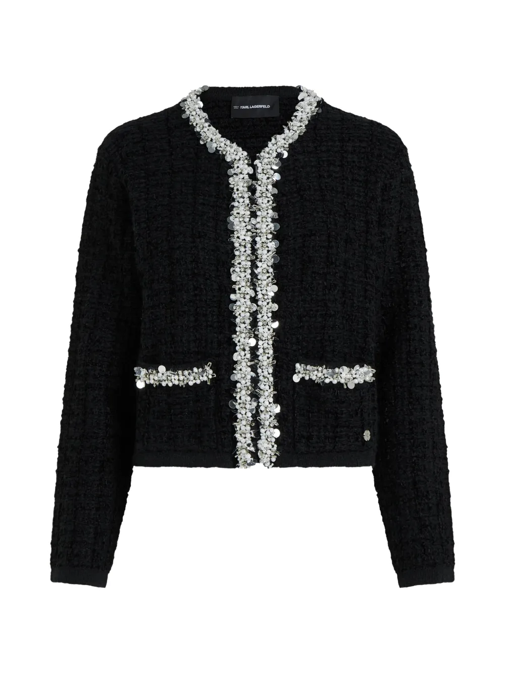 Karl Lagerfeld Cardigan mit Kunstperlen - Schwarz