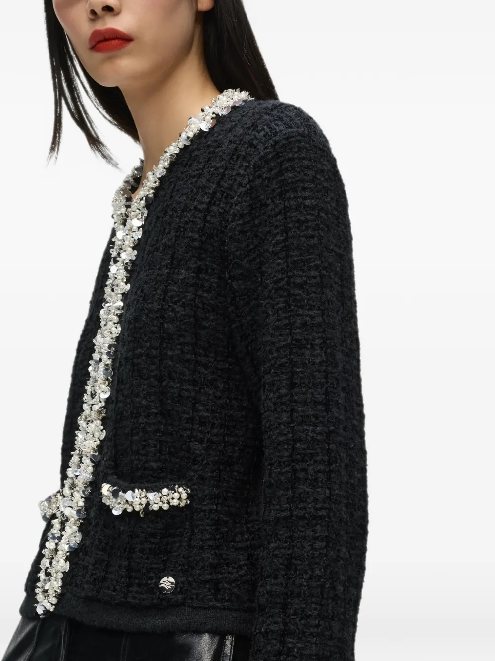 Karl Lagerfeld Gebreid vest met imitatieparels Zwart