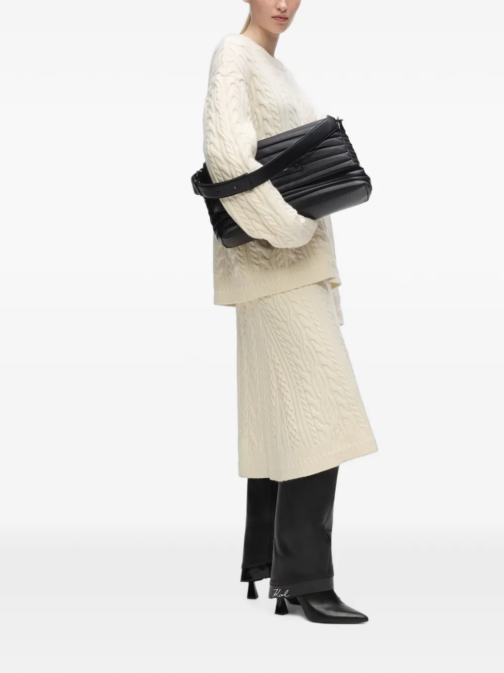 Karl Lagerfeld Medium K Essential schoudertas met omslag Zwart