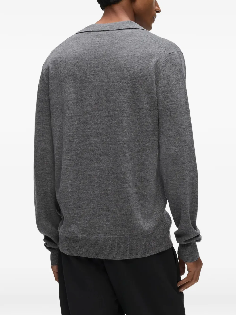 Karl Lagerfeld Poloshirt van merinowol met lange mouwen Grijs