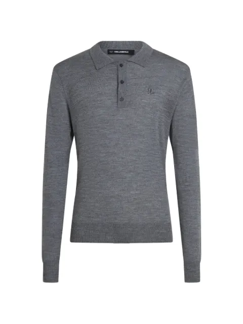 Karl Lagerfeld polo en laine mérinos à manches longues