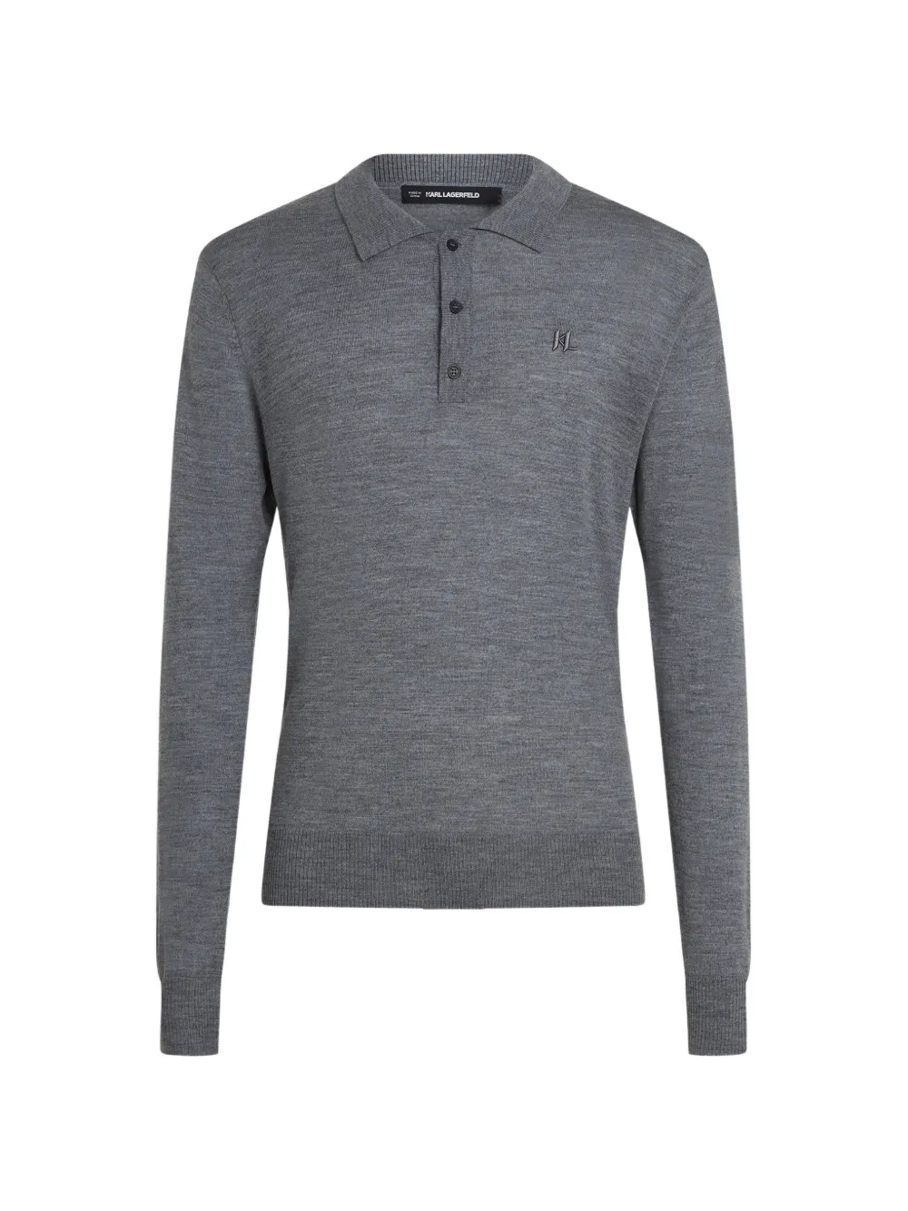 Karl Lagerfeld Poloshirt van merinowol met lange mouwen Grijs