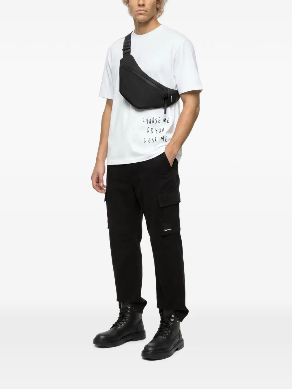 Karl Lagerfeld Jeans Messengertas met logopatch Zwart