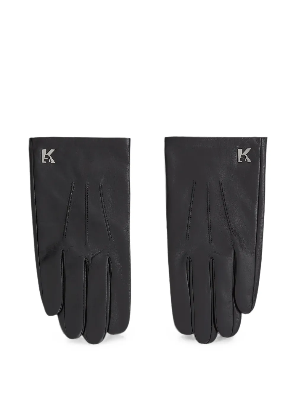 Karl Lagerfeld Jeans logo-plaque leather gloves - Nero