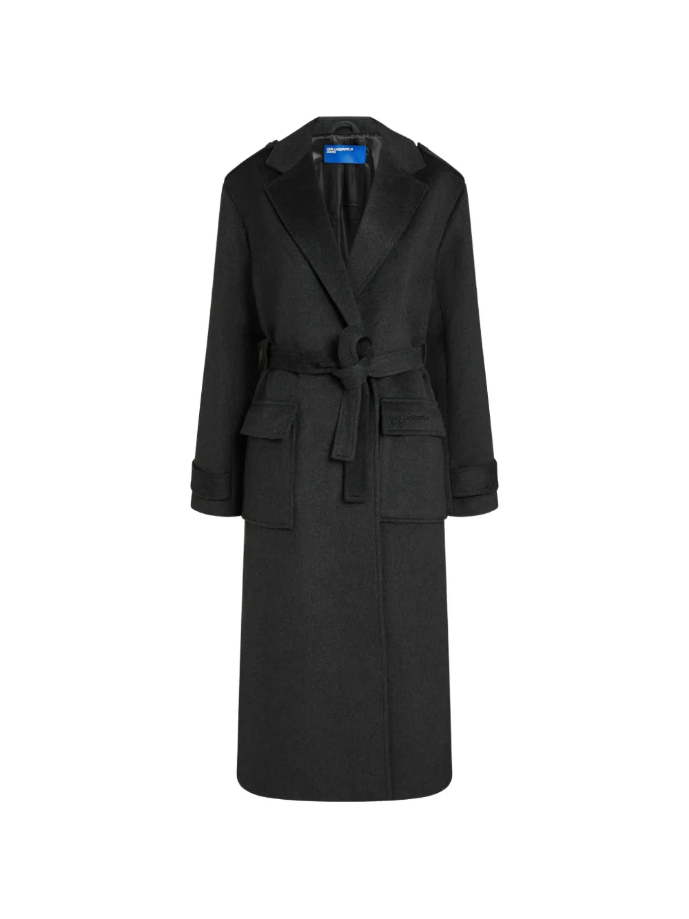 Karl Lagerfeld Jeans manteau long à taille ceinturée - Noir