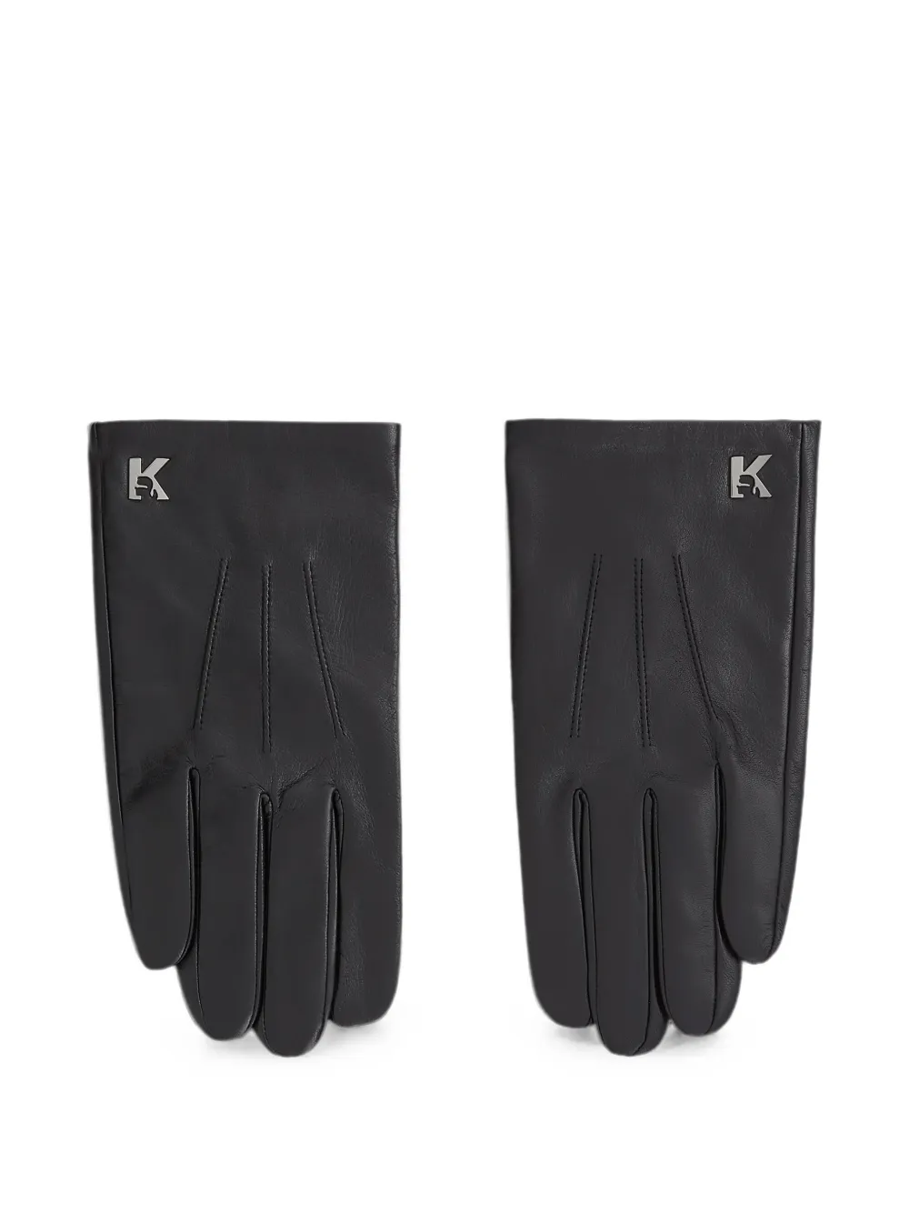 Karl Lagerfeld Jeans logo-plaque leather gloves - Nero