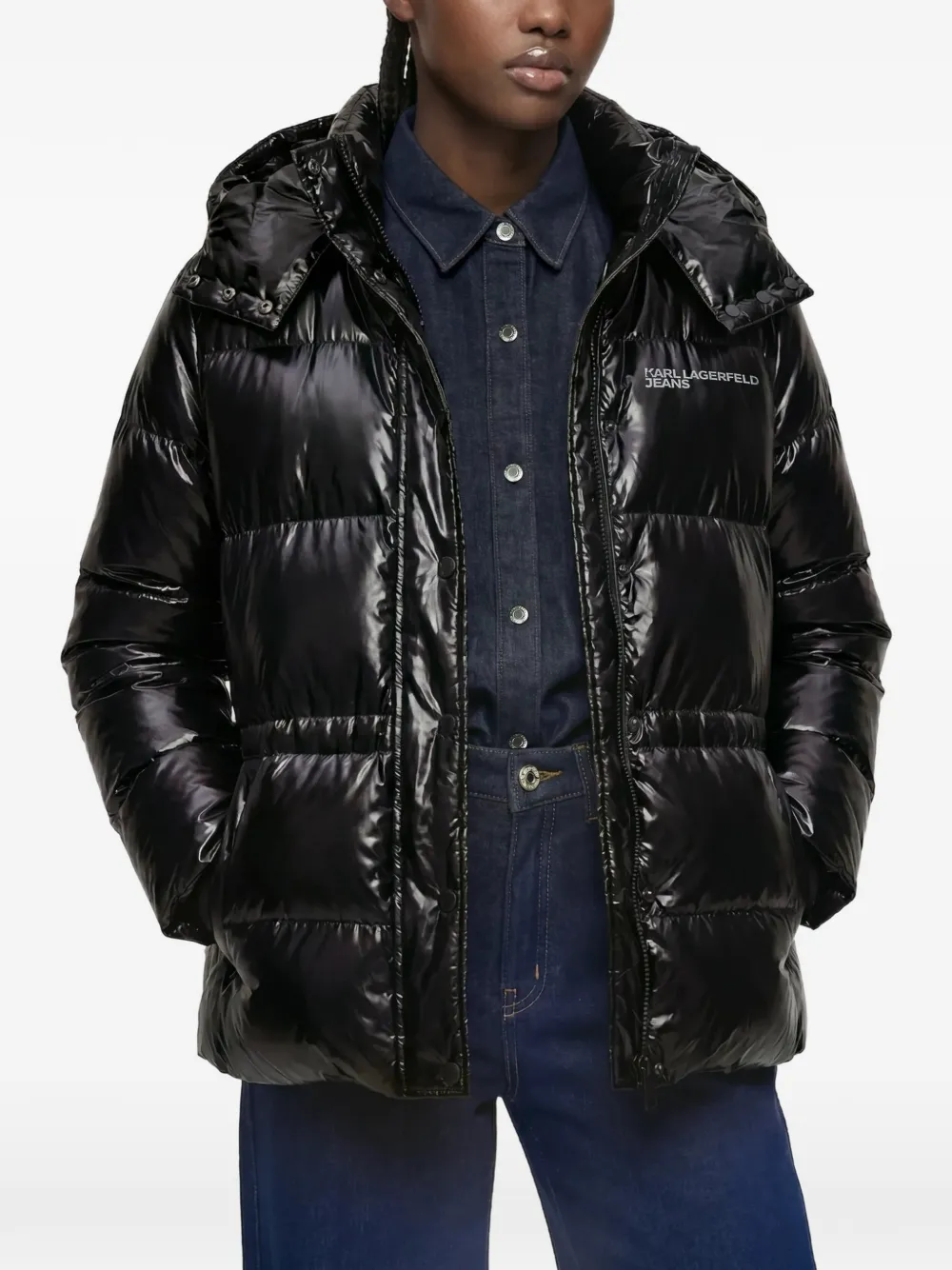 Karl Lagerfeld Jeans Donsjack met capuchon Zwart