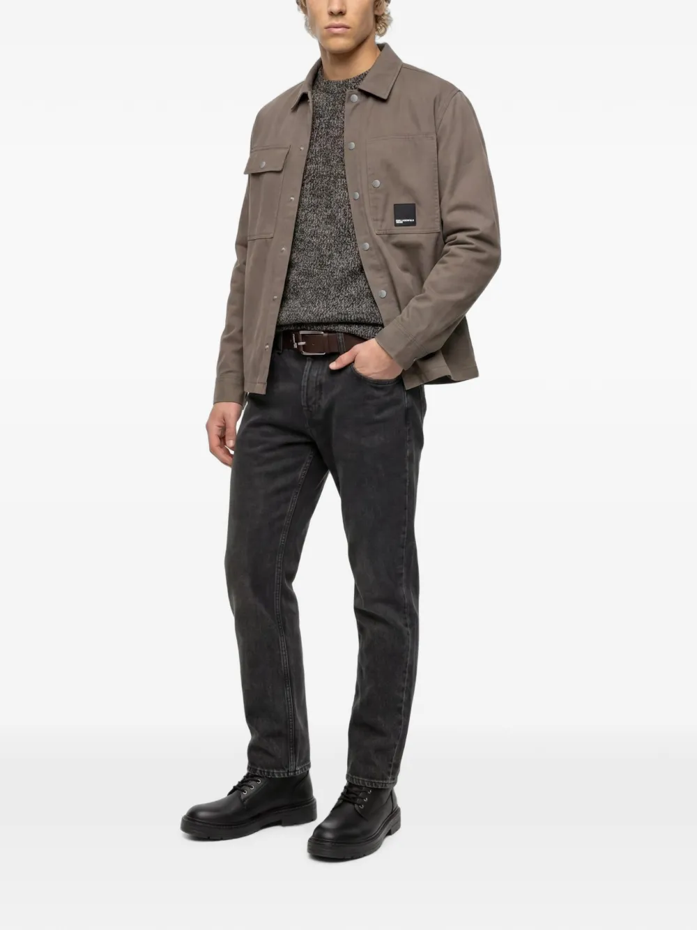 Karl Lagerfeld Jeans Shirtjack met logopatch Bruin