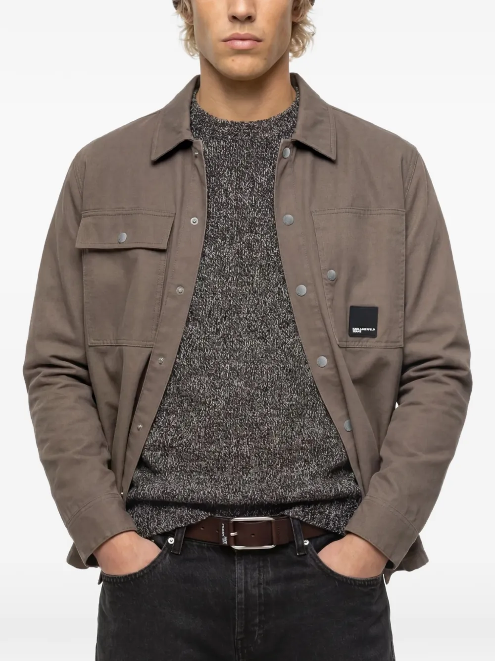 Karl Lagerfeld Jeans Shirtjack met logopatch Bruin