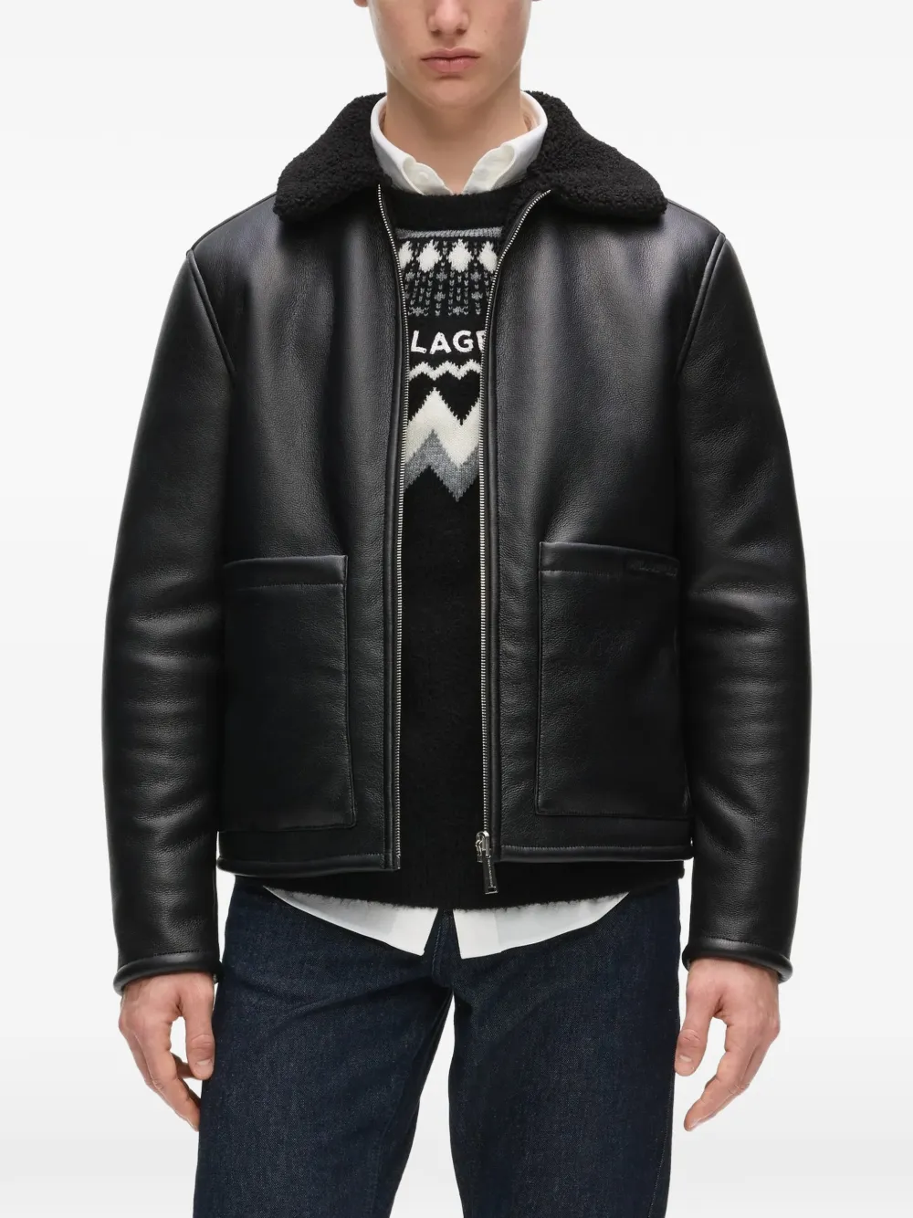 Karl Lagerfeld Jack van imitatielamswol Zwart