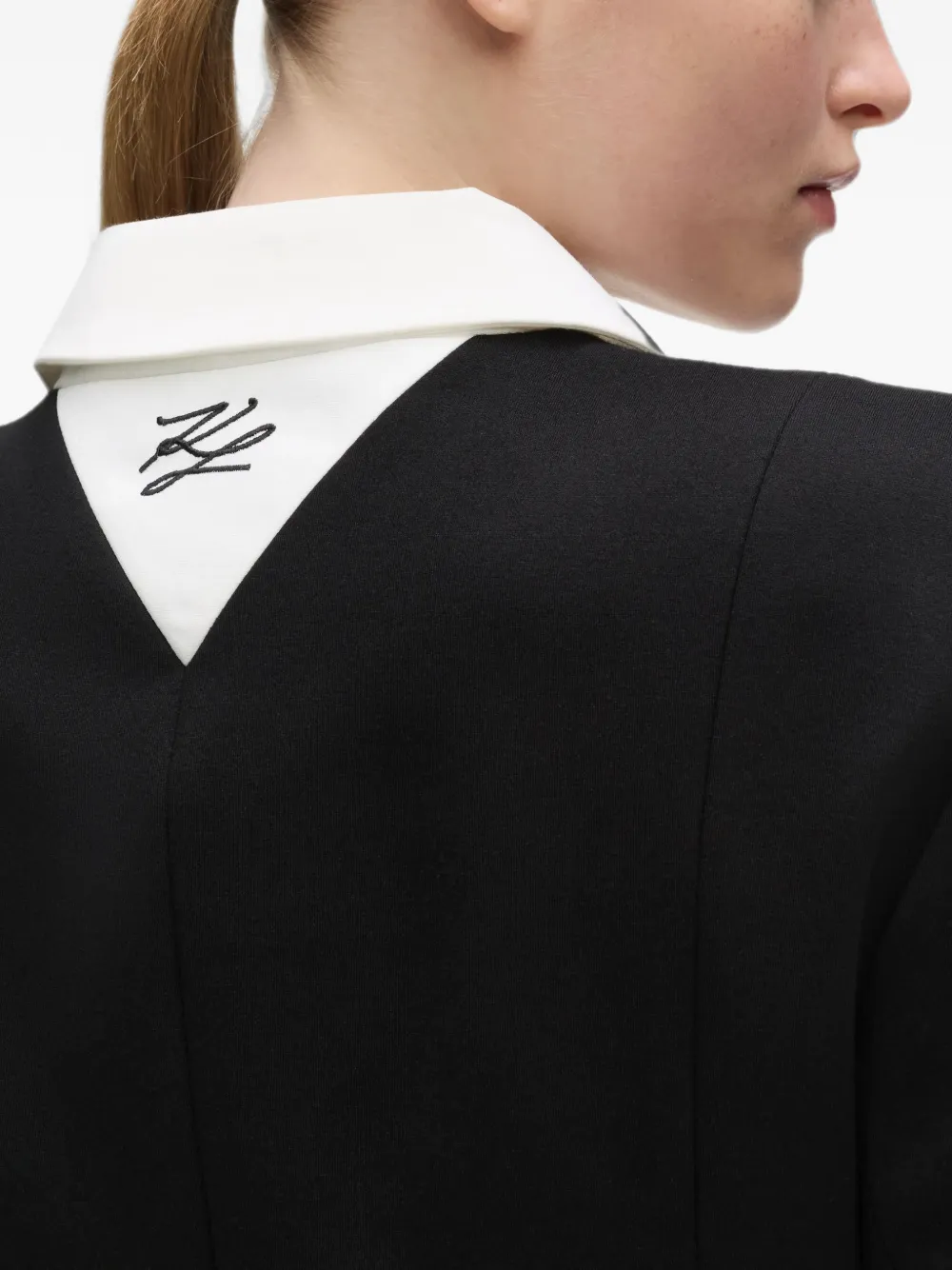 Karl Lagerfeld Jurk met contrasterende kraag Zwart