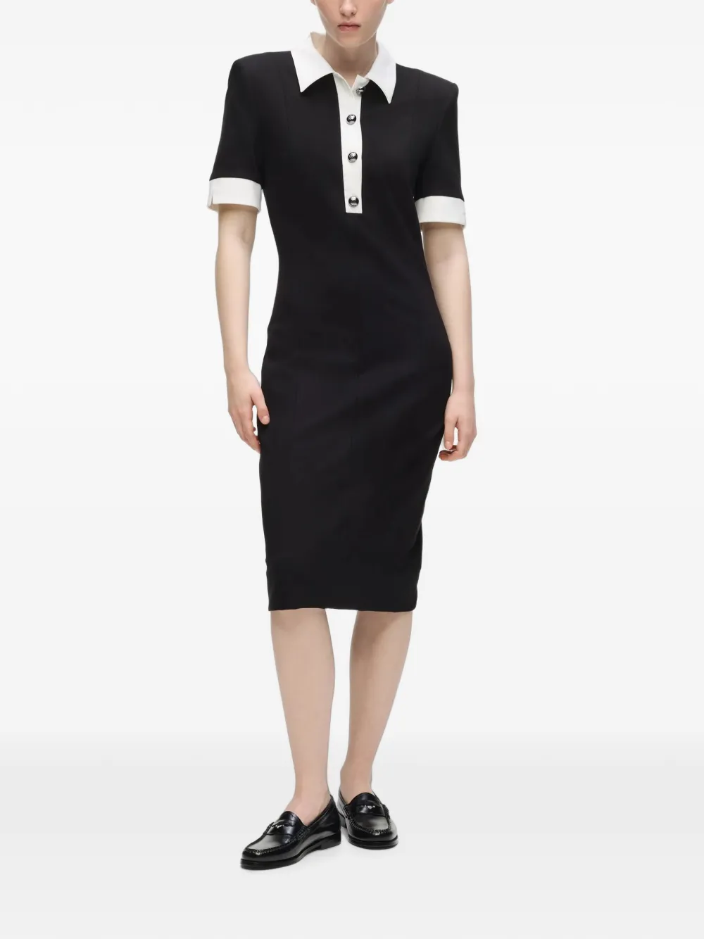 Karl Lagerfeld Jurk met contrasterende kraag Zwart