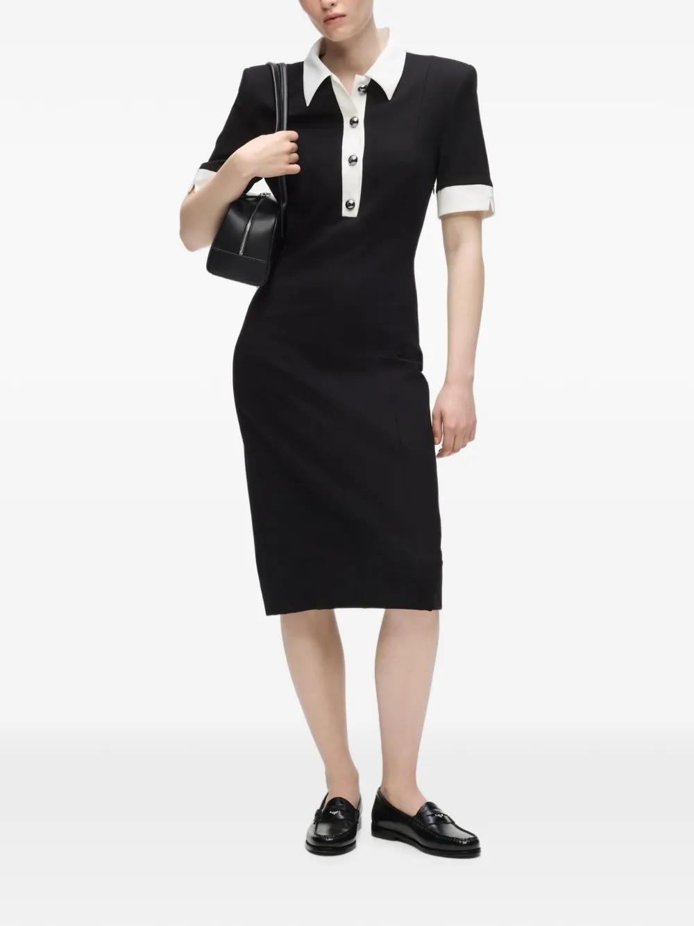 Karl Lagerfeld Jurk met contrasterende kraag Zwart