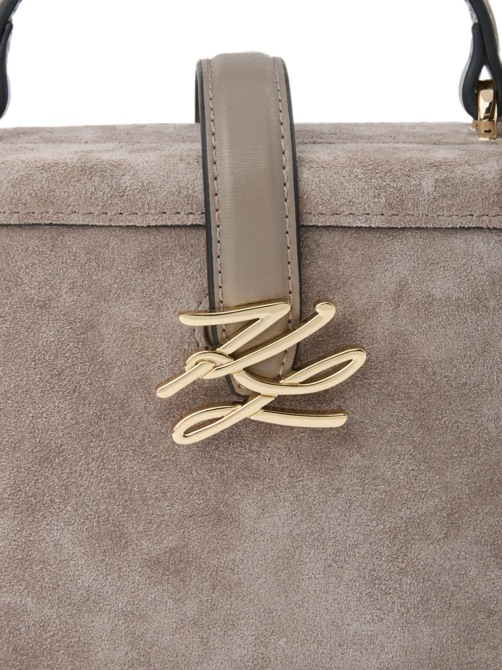 Karl Lagerfeld Kleine K Autograph suède crossbodytas Beige