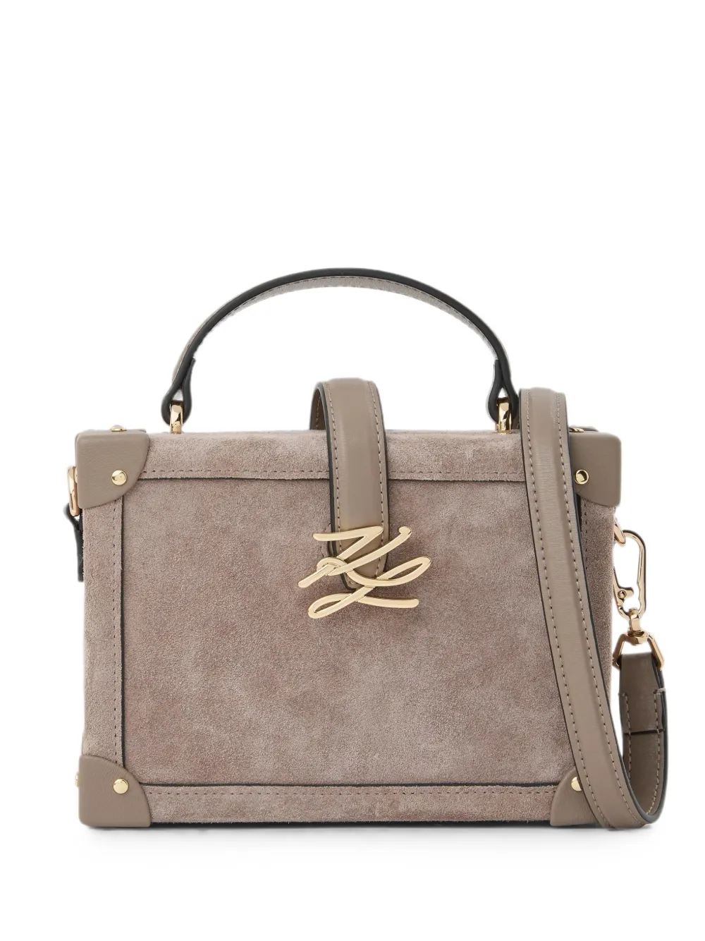 Karl Lagerfeld Kleine K Autograph suède crossbodytas Beige