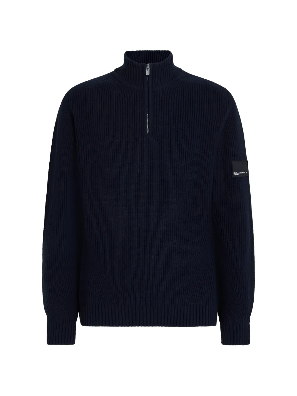 Karl Lagerfeld Jeans Gerippter Pullover mit kurzem Reißverschluss - Blau