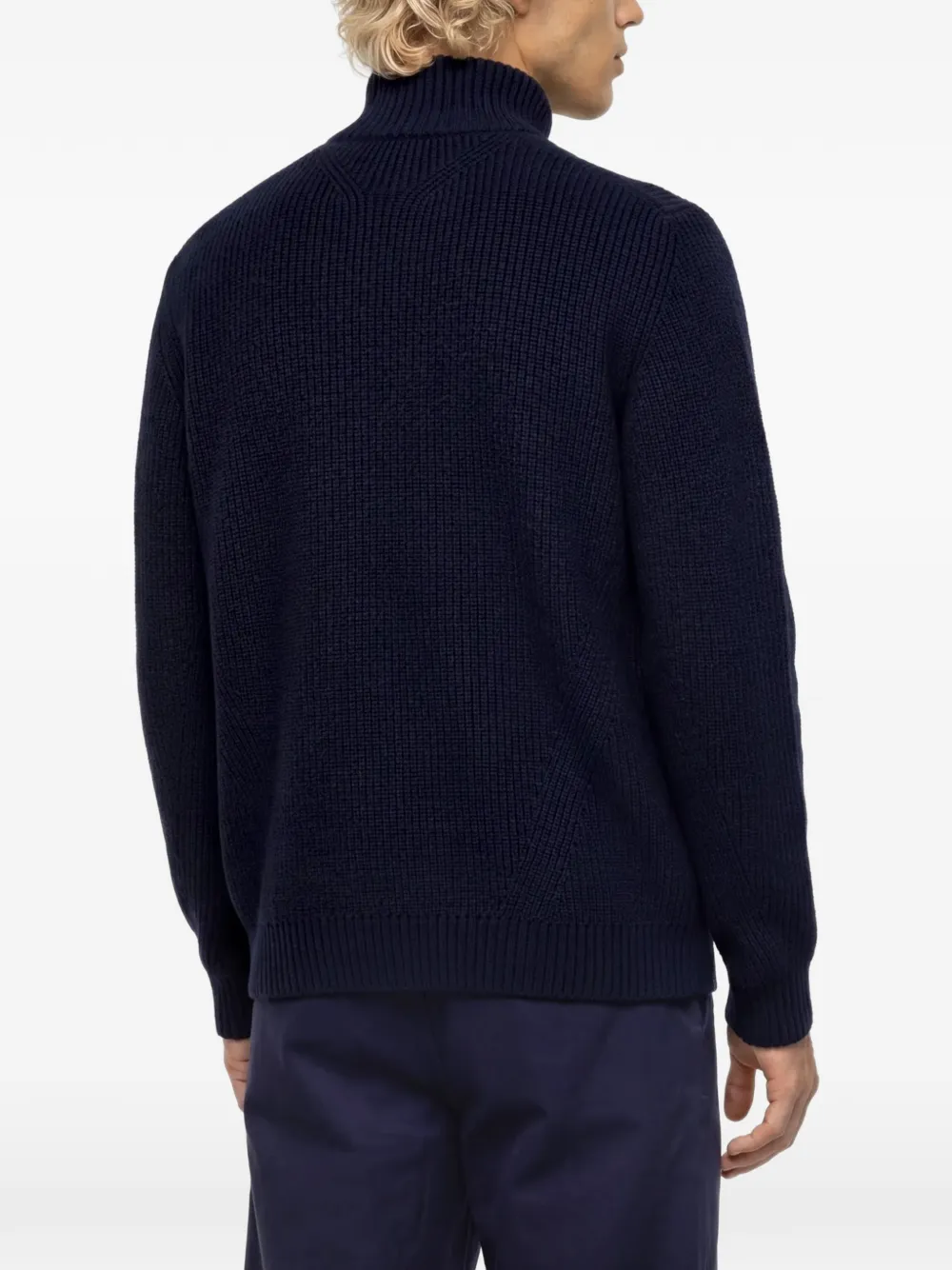 Karl Lagerfeld Jeans Ribgebreide trui met halve rits Blauw