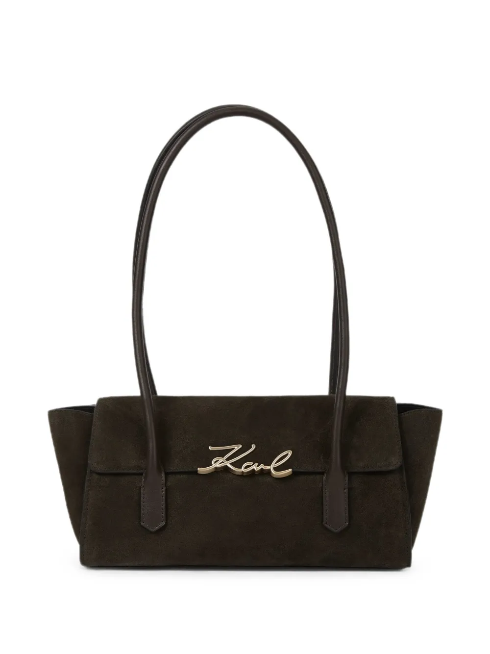 Karl Lagerfeld Borsa a spalla K/Signature in pelle scamosciata - Marrone