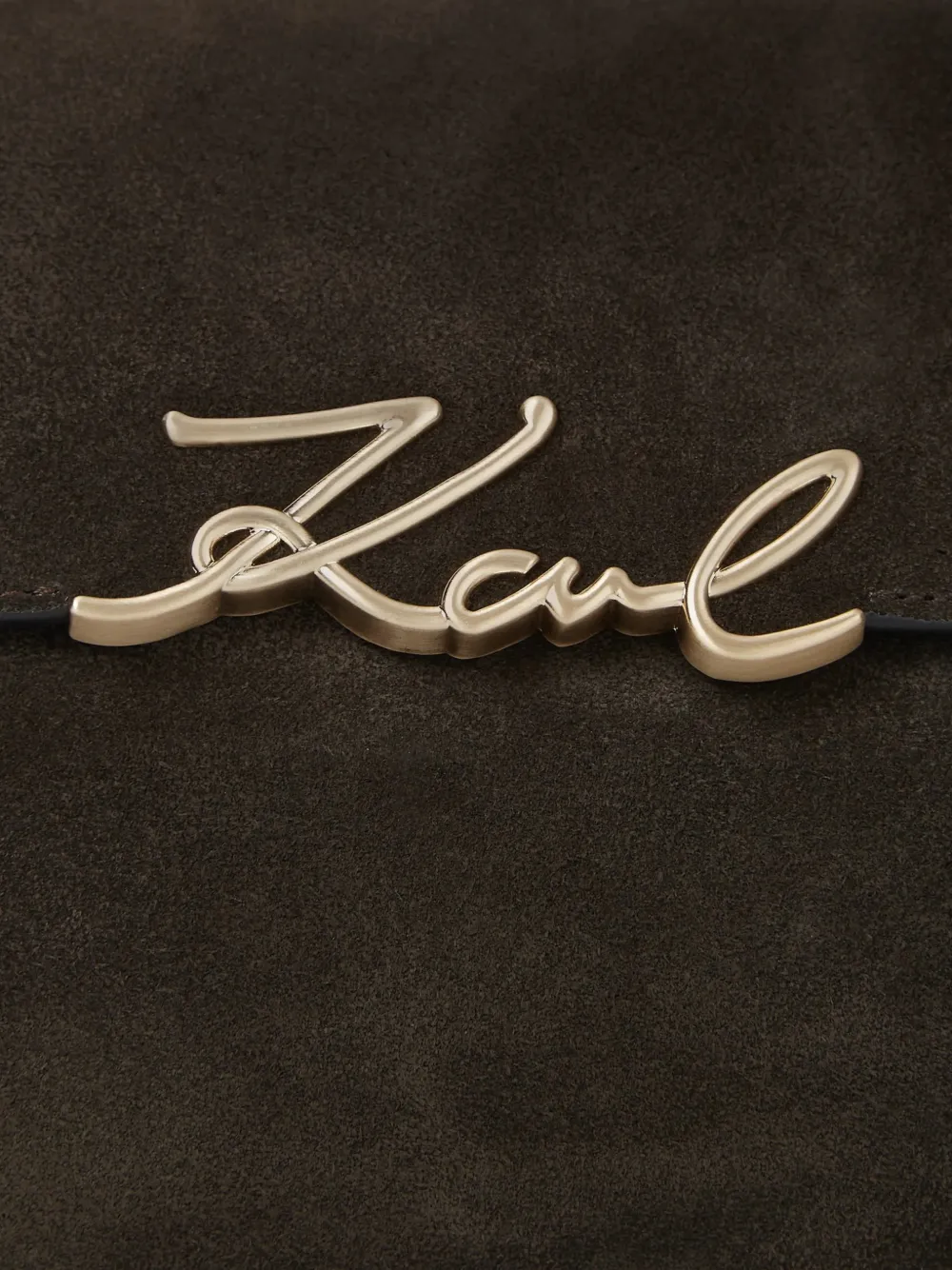 Karl Lagerfeld K Signature suède schoudertas Bruin