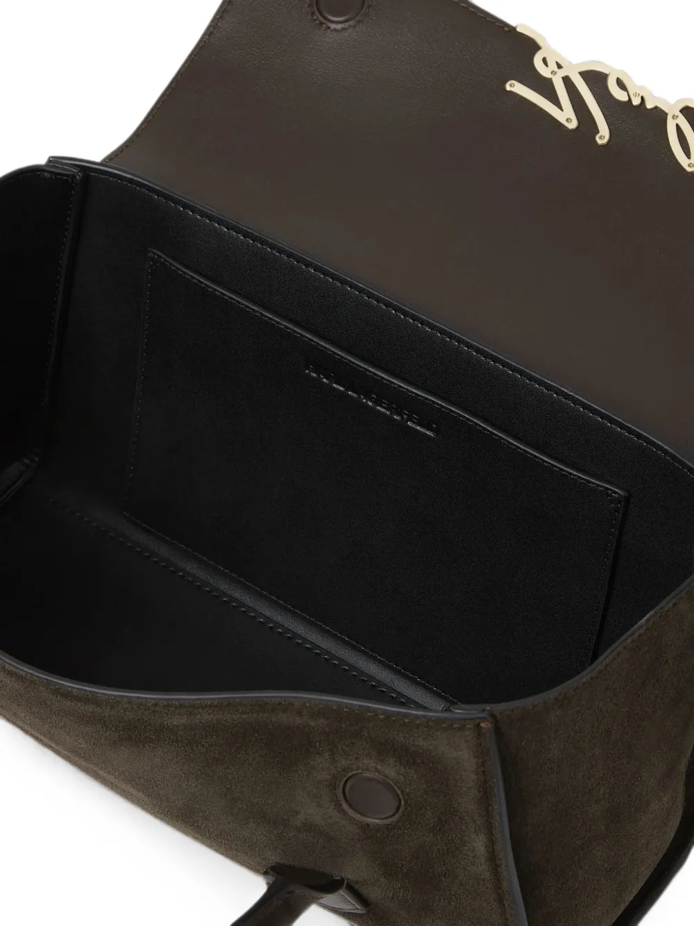 Karl Lagerfeld K Signature suède schoudertas Bruin
