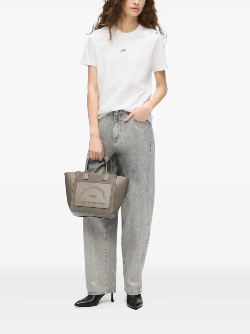 Karl Lagerfeld small K Daily suede tote bag Grijs