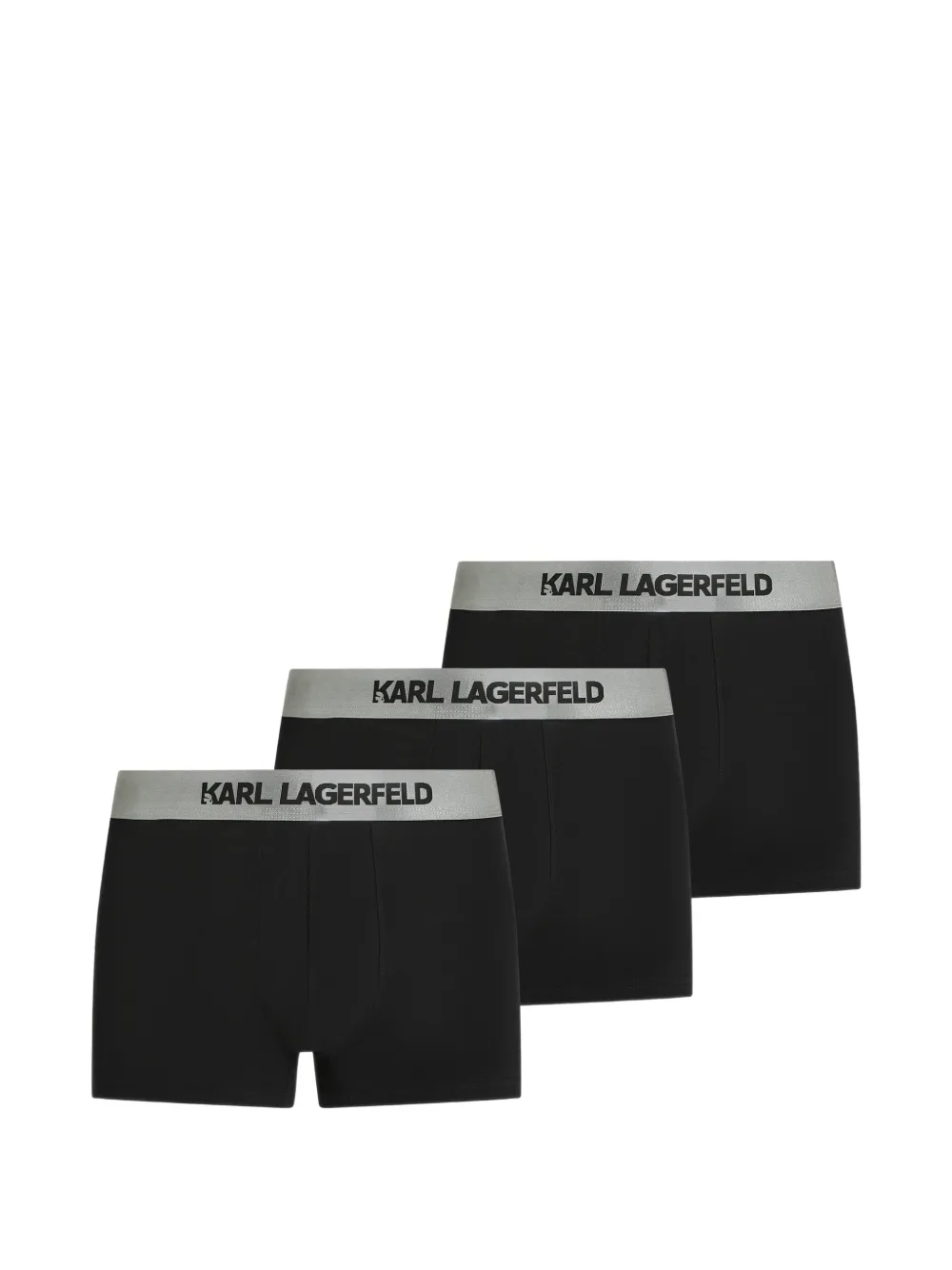 Karl Lagerfeld Drie metallic boxershorts met logo Zwart