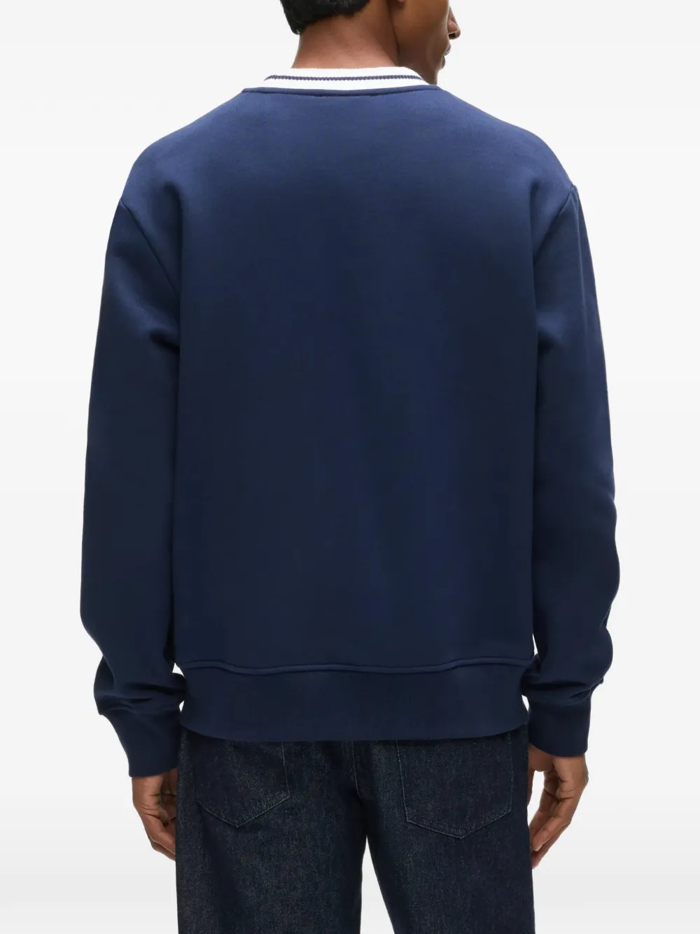Karl Lagerfeld Ikon sweater met gestreepte hals Blauw