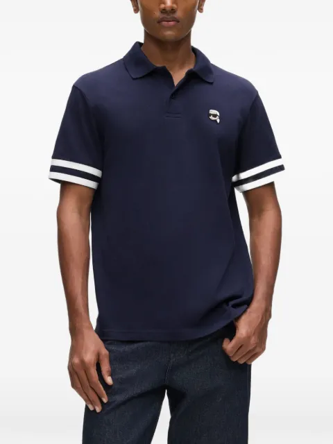 Karl Lagerfeld Ikon striped-sleeve cotton polo shirt