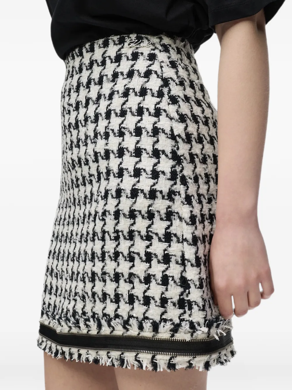 Karl Lagerfeld Bouclé mini-rok met pied-de-poule print Wit