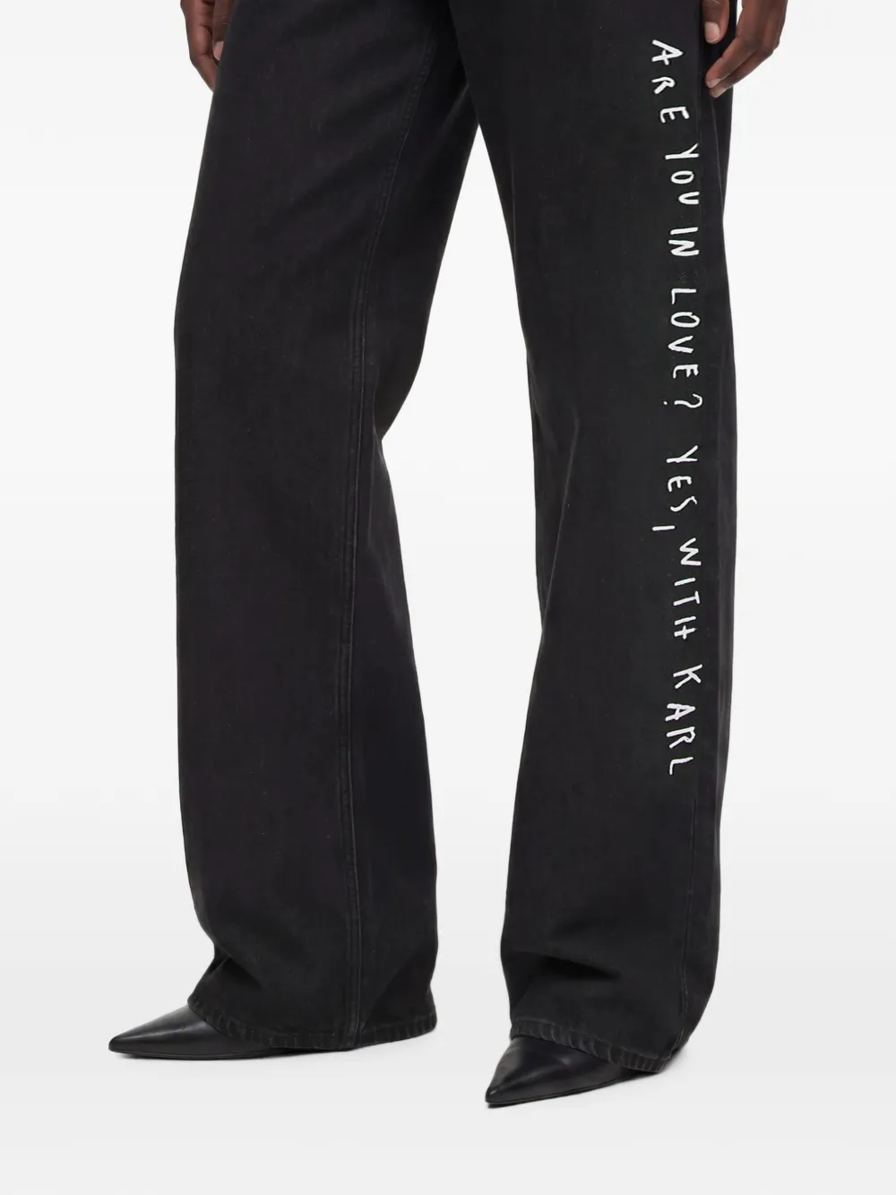 Karl Lagerfeld Jeans x Pietro Terzini low-waist jeans met wijde pijpen Zwart