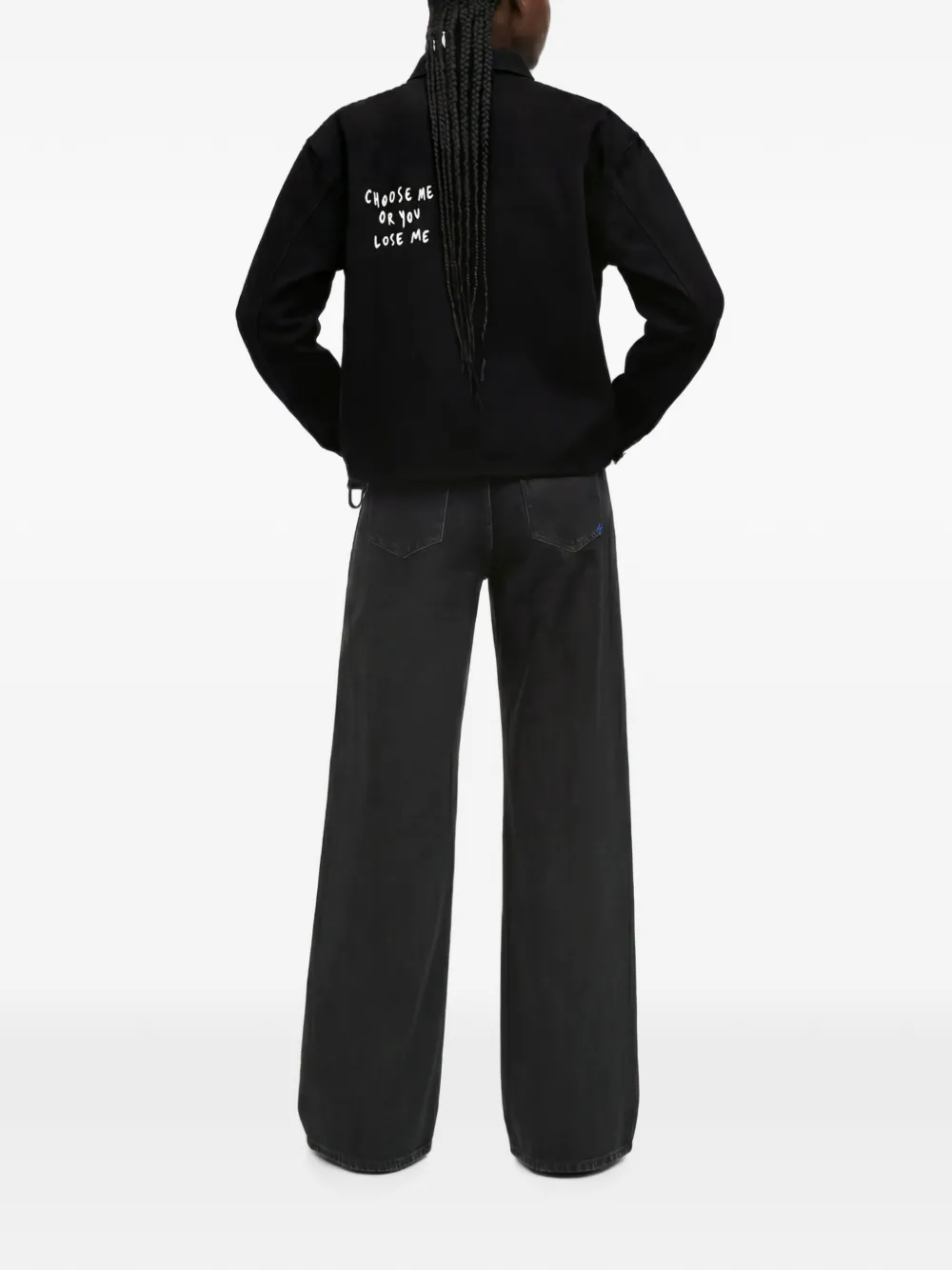Karl Lagerfeld Jeans x Pietro Terzini low-waist jeans met wijde pijpen Zwart