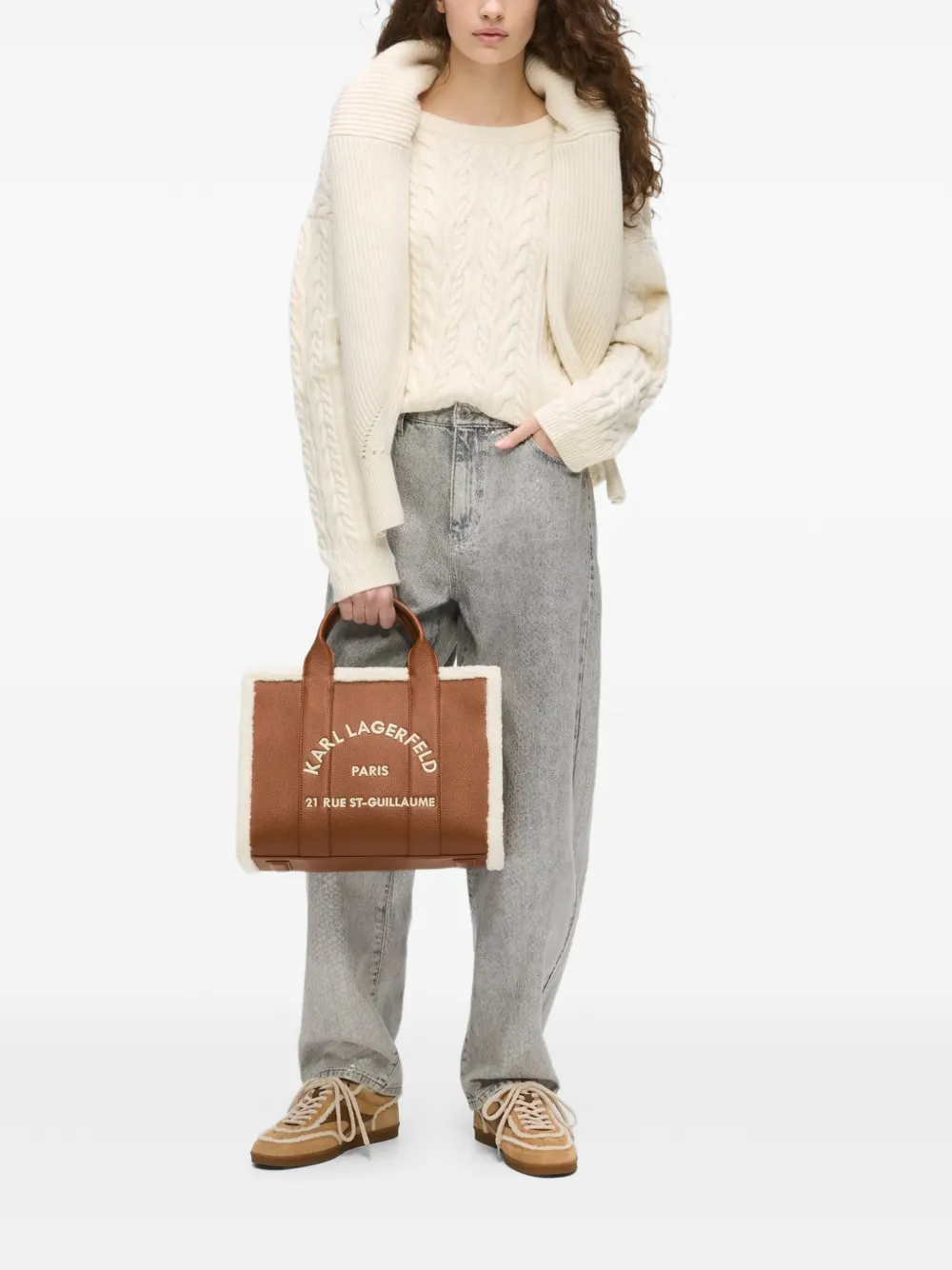 Karl Lagerfeld Medium Rue St-Guillaume vierkante lammy shopper Bruin