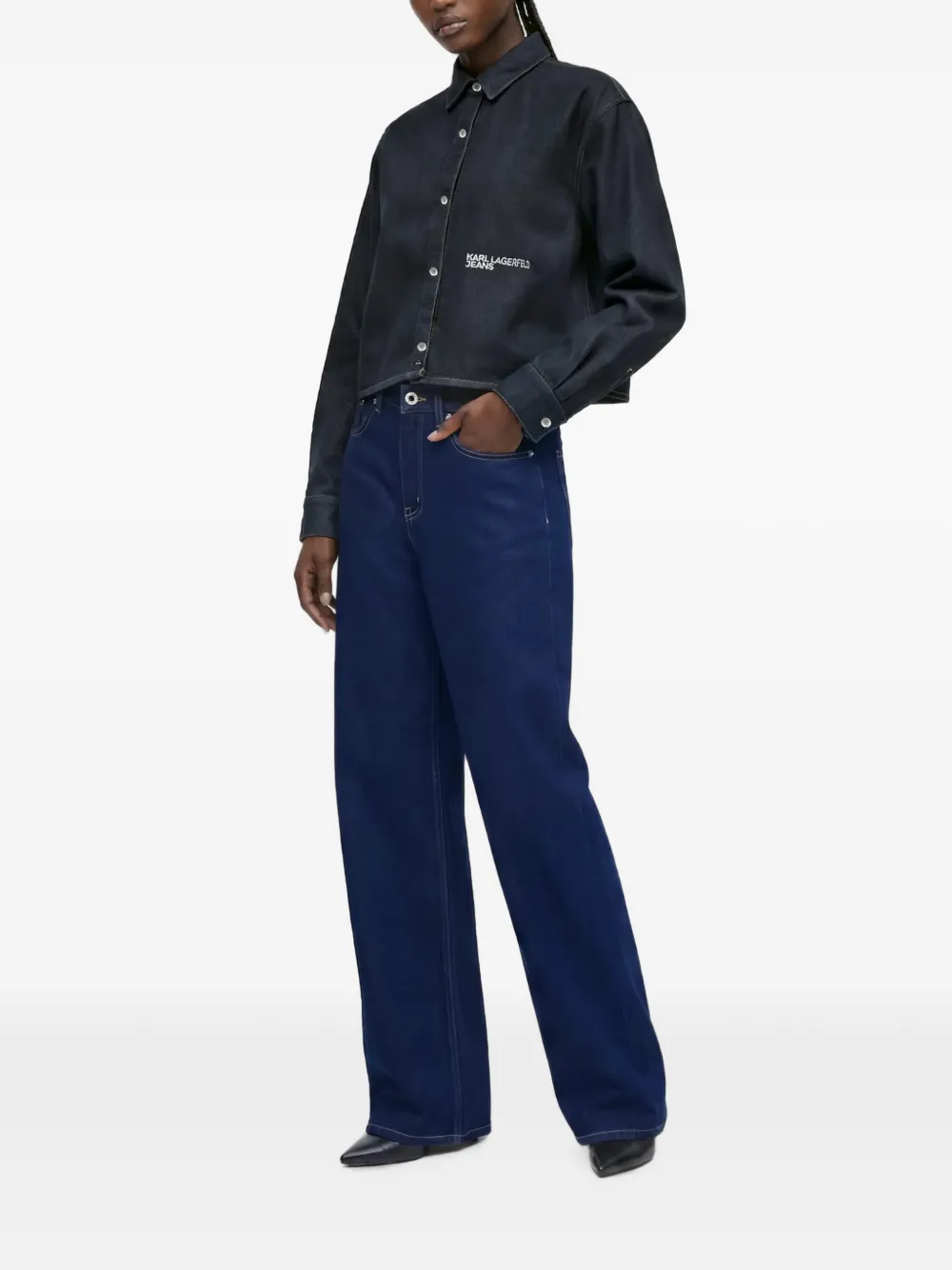 Karl Lagerfeld Jeans met wijde pijpen Blauw